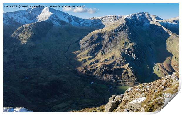 View Above Ogwen in Snowdonia Wales Print by Pearl Bucknall
