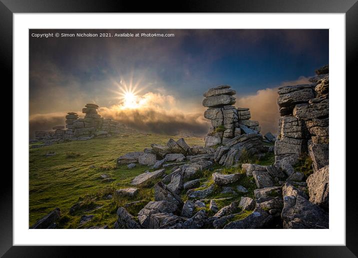 Sunset at Great Staple Tor Framed Mounted Print by Simon Nicholson