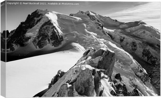 Mont Blanc Massif France Mono Canvas Print by Pearl Bucknall