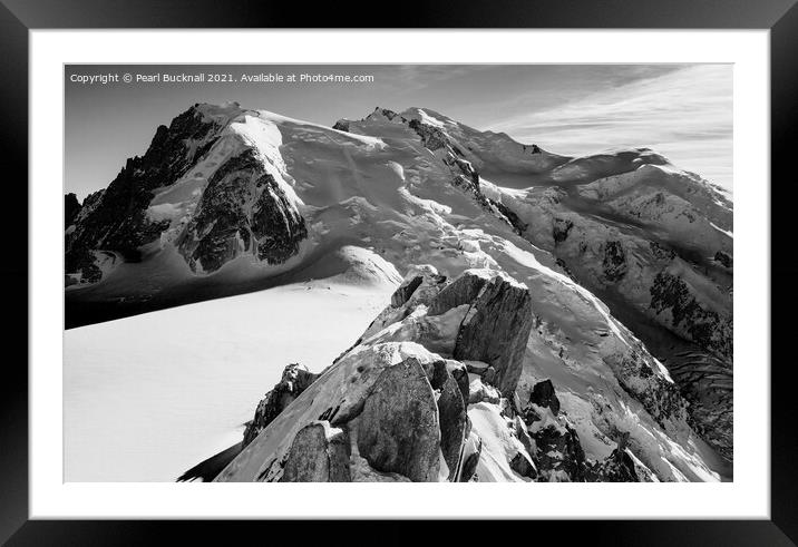 Mont Blanc Massif France Mono Framed Mounted Print by Pearl Bucknall