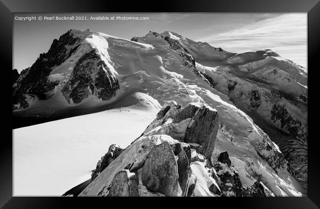 Mont Blanc Massif France Mono Framed Print by Pearl Bucknall