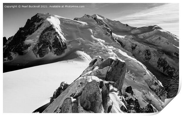 Mont Blanc Massif France Mono Print by Pearl Bucknall