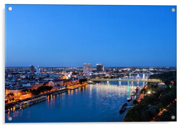 Bratislava City Blue Hour River View Acrylic by Artur Bogacki