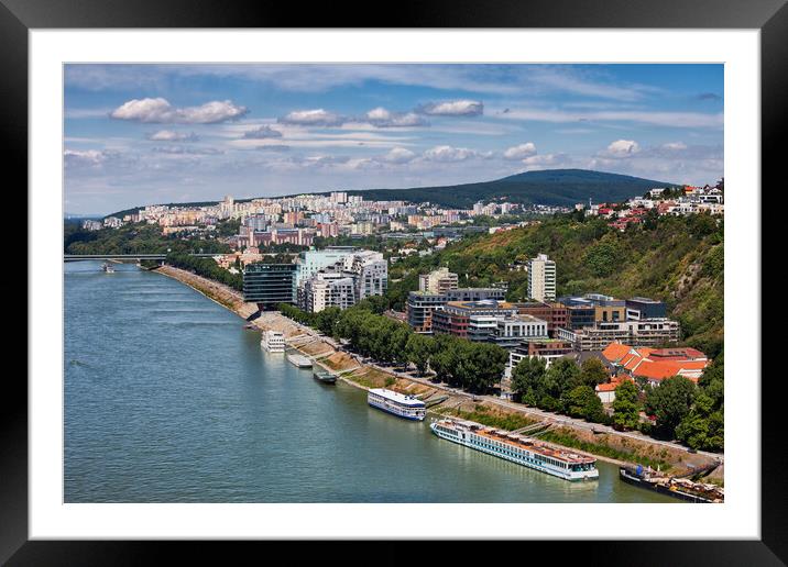 Bratislava City At Danube River Framed Mounted Print by Artur Bogacki