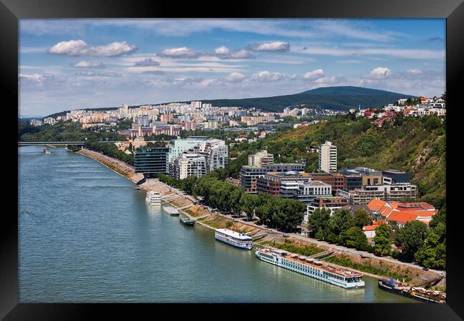 Bratislava City At Danube River Framed Print by Artur Bogacki