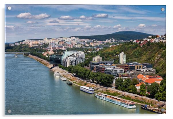 Bratislava City At Danube River Acrylic by Artur Bogacki