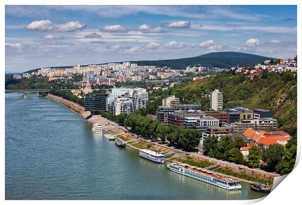 Bratislava City At Danube River Print by Artur Bogacki