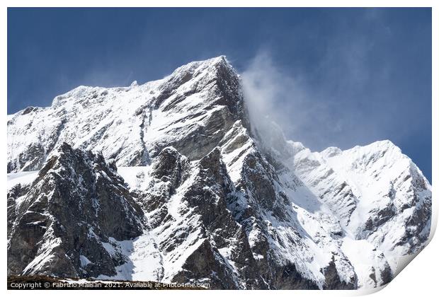 Wind Blowing Snow Cervinia Wildlife Aosta Valley Italy @FabrizioMalisan Photography-6006 Print by Fabrizio Malisan