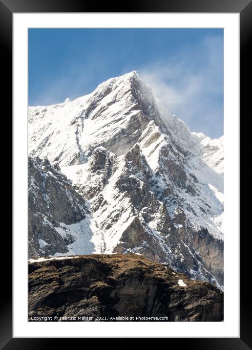 Wind Blowing Snow Cervinia Wildlife Aosta Valley Italy @ FabrizioMalisan Photography-6016 Framed Mounted Print by Fabrizio Malisan