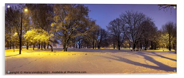 Evening winter landscape Acrylic by Maria Vonotna