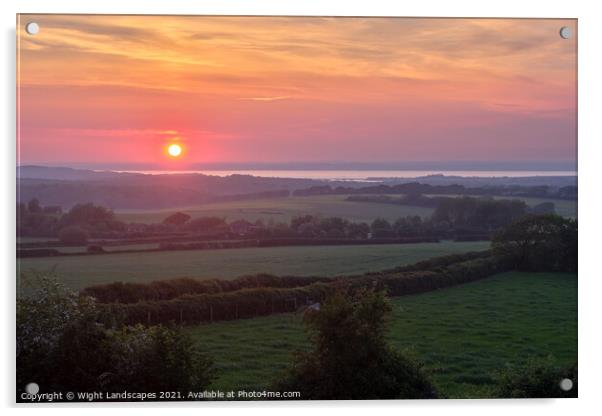 Sunset Over Hamstead Acrylic by Wight Landscapes