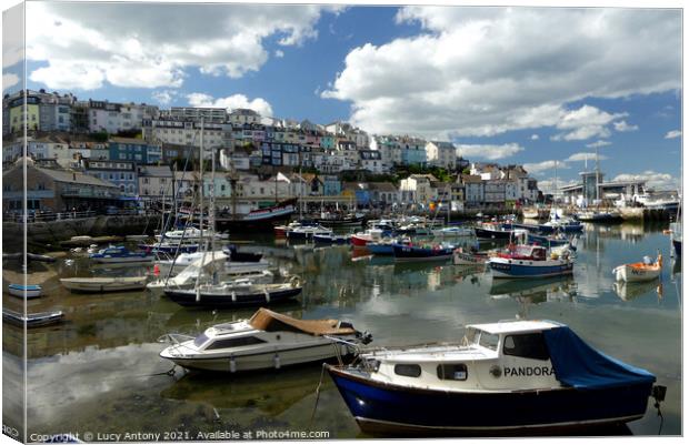 Brixham Harbour, Devon Canvas Print by Lucy Antony