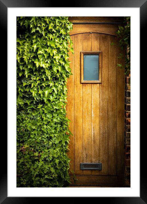 Wooden door half overgrown by ivy Framed Mounted Print by Christina Hemsley
