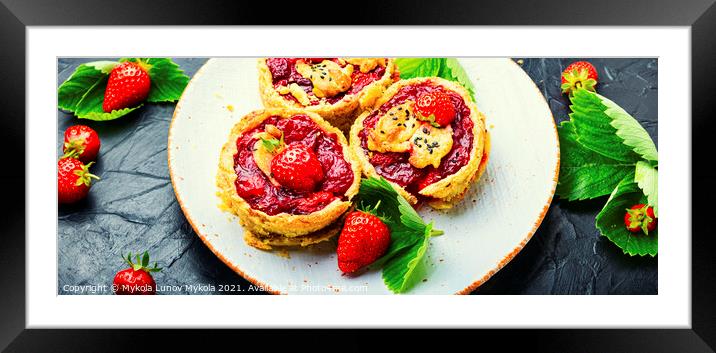 Summer biscuit with strawberries Framed Mounted Print by Mykola Lunov Mykola