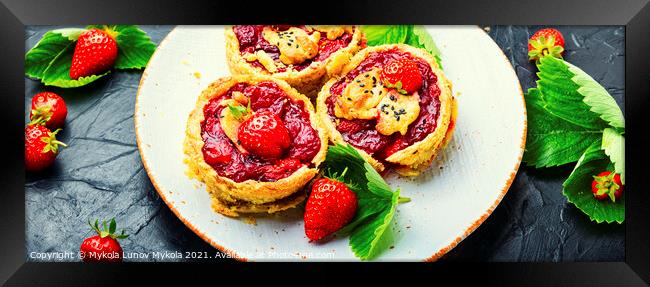 Summer biscuit with strawberries Framed Print by Mykola Lunov Mykola