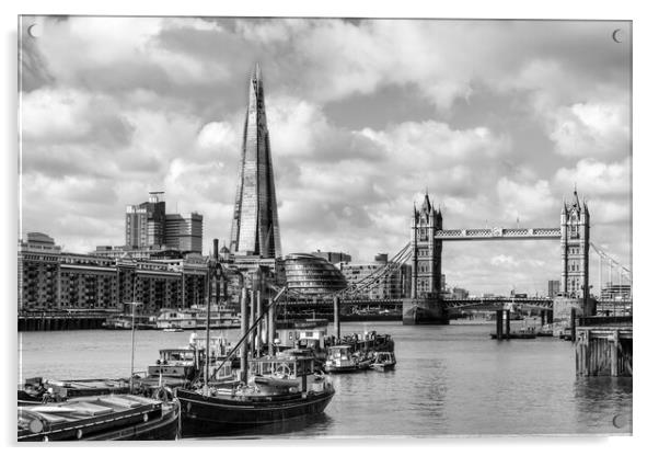 River Thames skyline in monochrome Acrylic by tim miller
