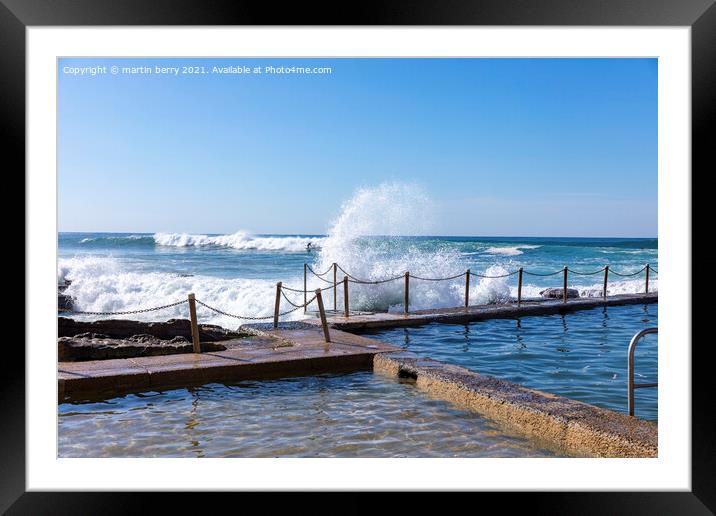 Sydney ocean beach pool and surfer Framed Mounted Print by martin berry