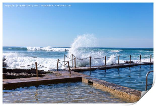 Sydney ocean beach pool and surfer Print by martin berry