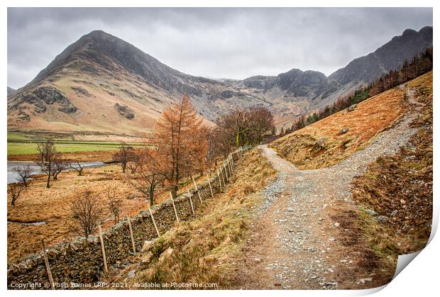 Buttermere looking to Fleetwith Pike Print by Philip Baines