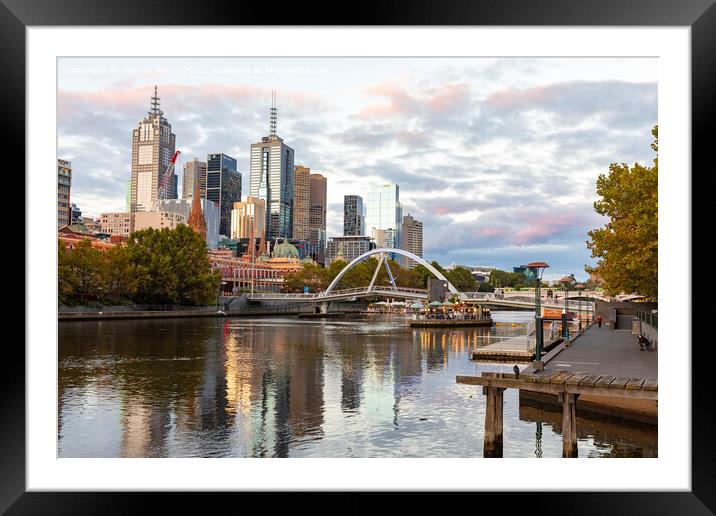 Melbourne at Sunset Framed Mounted Print by martin berry
