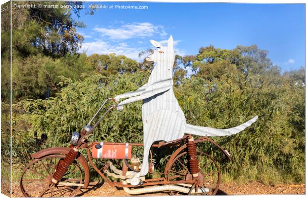 Sculpture of Kangaroo riding a motorbike Canvas Print by martin berry