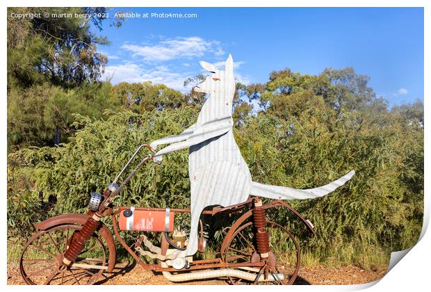Sculpture of Kangaroo riding a motorbike Print by martin berry