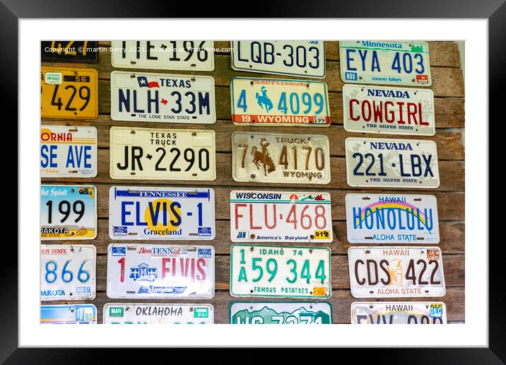 American car number plates Framed Mounted Print by martin berry