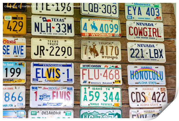 American car number plates Print by martin berry