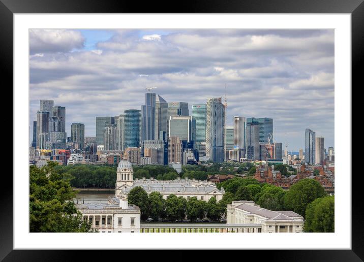 canary wharf from greenwich Framed Mounted Print by tim miller