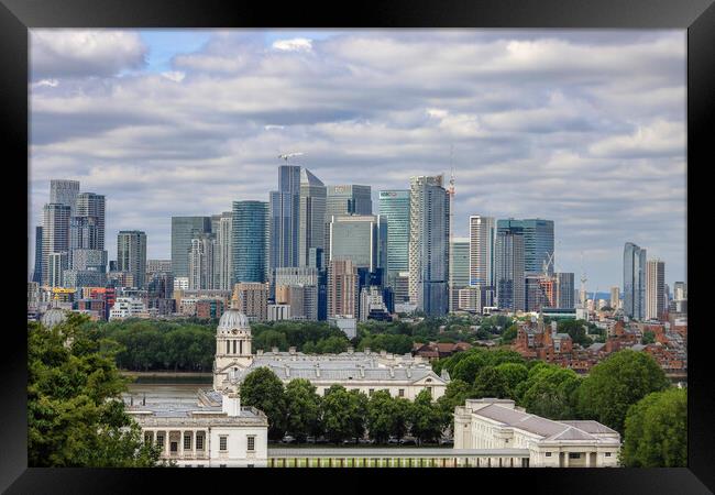 canary wharf from greenwich Framed Print by tim miller