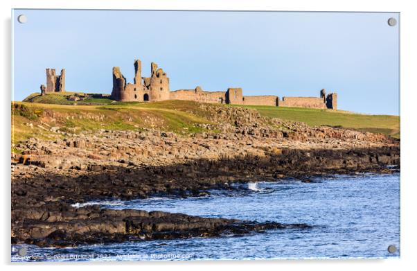 Dunstanburgh Castle Northumberland Coast Acrylic by Pearl Bucknall