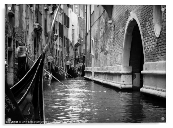Traffic jam in Venice in monochrome Acrylic by Ann Biddlecombe