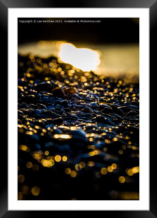Wet Pebbles on a Beach at Dawn Framed Mounted Print by Lee Kershaw