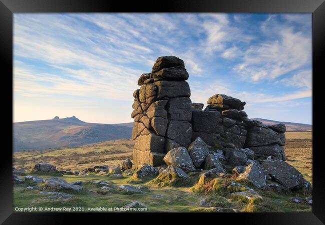 Morning at Hound Tor (Dartmoor) Framed Print by Andrew Ray