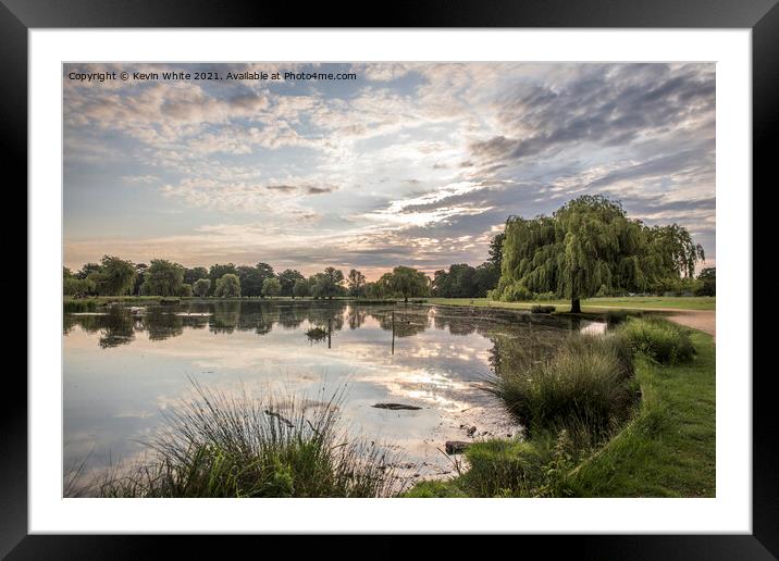 Early morning clouds over Bushy Park ponds Framed Mounted Print by Kevin White