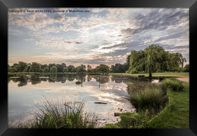 Early morning clouds over Bushy Park ponds Framed Print by Kevin White