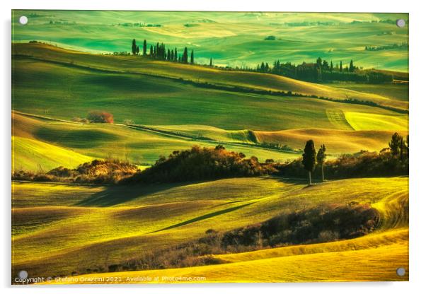 Tuscany rolling hills landscape Acrylic by Stefano Orazzini