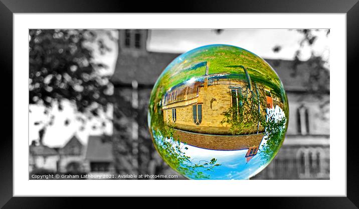 Cotswolds Church through a lensball Framed Mounted Print by Graham Lathbury