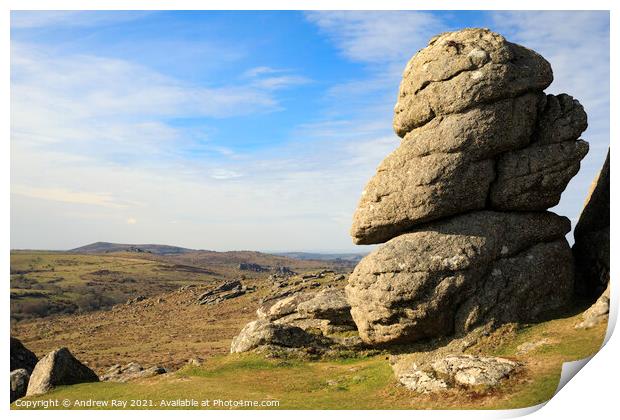 Saddle Tor view Print by Andrew Ray