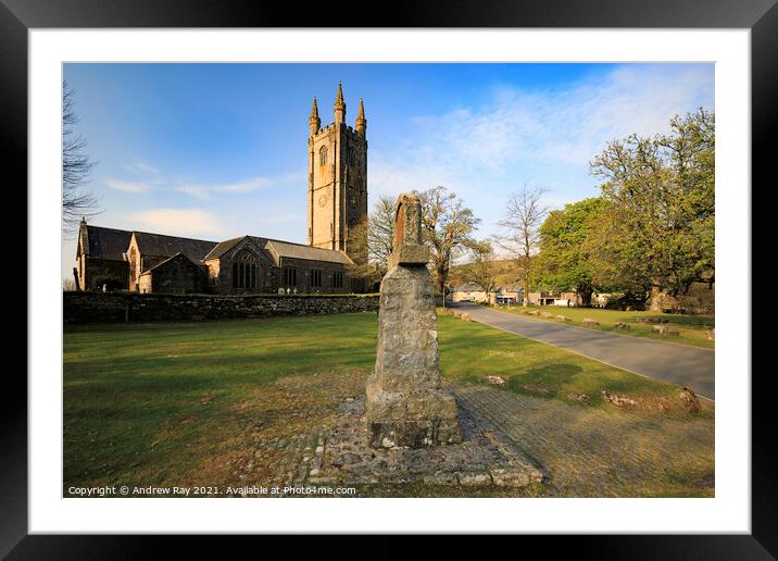 Monument at Widecombe in the Moor Framed Mounted Print by Andrew Ray