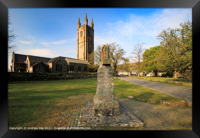 Monument at Widecombe in the Moor Framed Print by Andrew Ray
