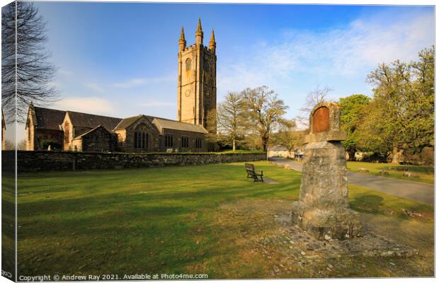 Widecombe-in-the-Moor Church  Canvas Print by Andrew Ray