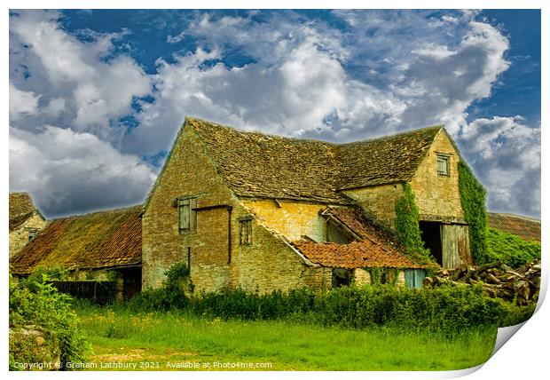 Rustic barn in the Cotswolds Print by Graham Lathbury