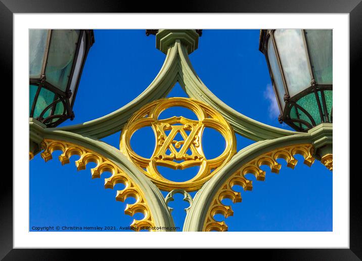 V&A initials on Westminister bridge Framed Mounted Print by Christina Hemsley