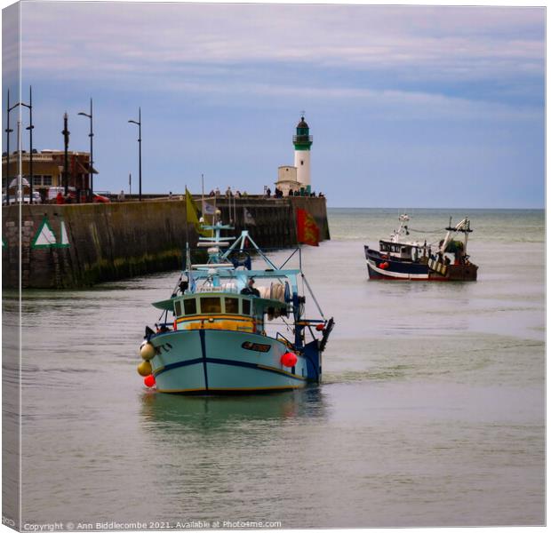 French fishing trawlers Canvas Print by Ann Biddlecombe