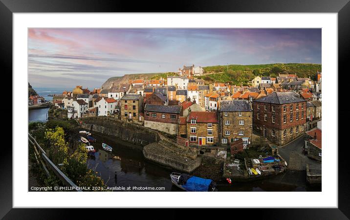 Staithes on a warm summer night 532 Framed Mounted Print by PHILIP CHALK
