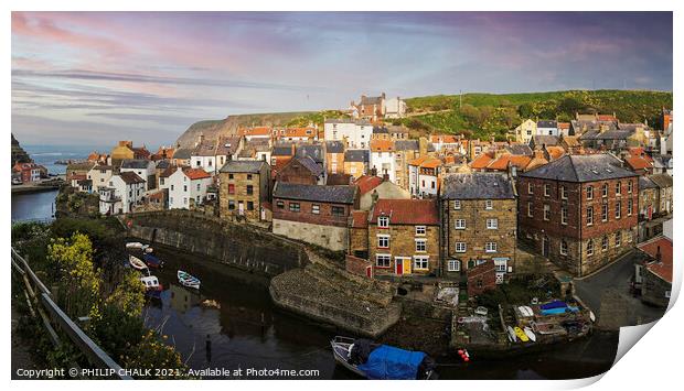 Staithes on a warm summer night 532 Print by PHILIP CHALK