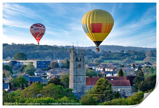 Hot Air Balloons Isle Of Wight Print by Wight Landscapes