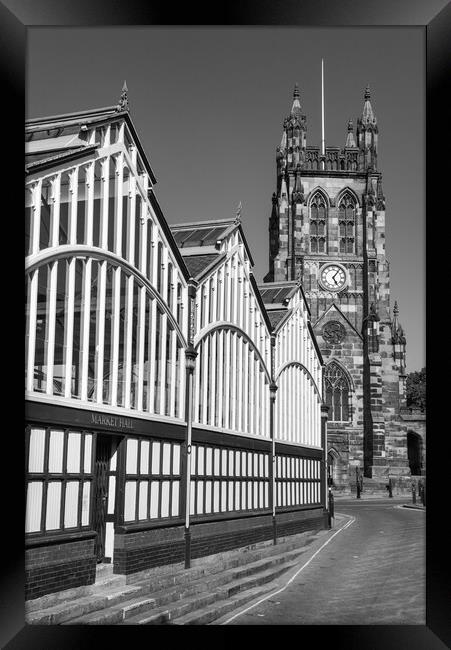 Stockport Market Hall and St Mary's Church Framed Print by Andrew Kearton