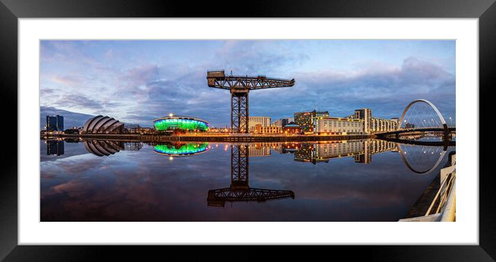 Glasgow River Clyde Panorama Framed Mounted Print by Grant Glendinning